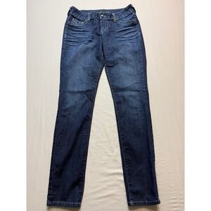 Maurices Womens Skinny Jeans Dark Wash Rhinestone Flap Pocket Blue Size Medium